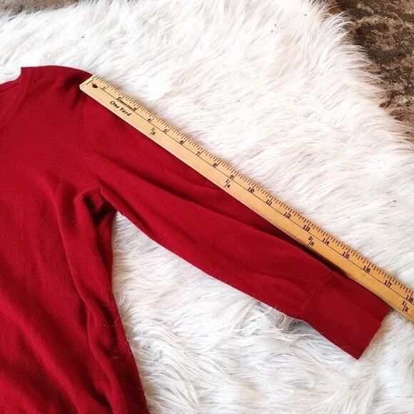 Merona Size Small S Red Button Up Sweater Frill Long Sleeve Chic Cute Classic - Picture 7 of 10